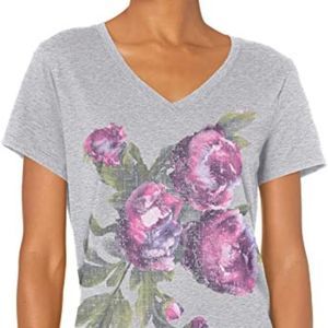 Hanes Women's Short Sleeve V-Neck Graphic T-Shirt